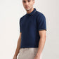 Denim Blue Solid Slim Fit Polo T-Shirt | Greenfibre