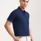Denim Blue Solid Slim Fit Polo T-Shirt | Greenfibre