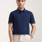 Denim Blue Solid Slim Fit Polo T-Shirt | Greenfibre