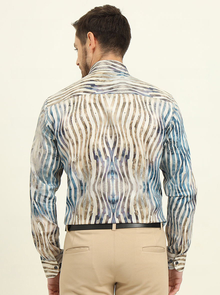 Multicolor Printed Slim Fit Party Wear Shirt | Wyre
