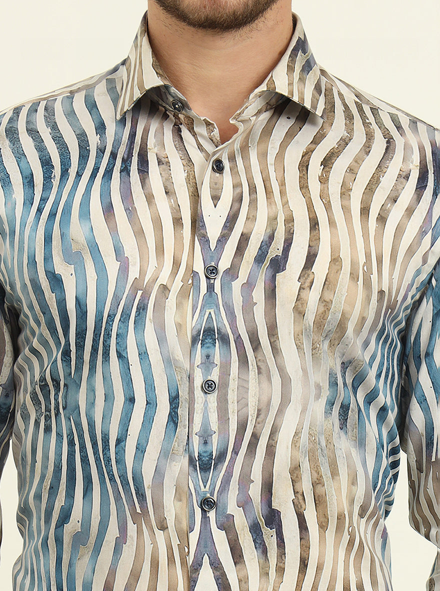 Multicolor Printed Slim Fit Party Wear Shirt | Wyre