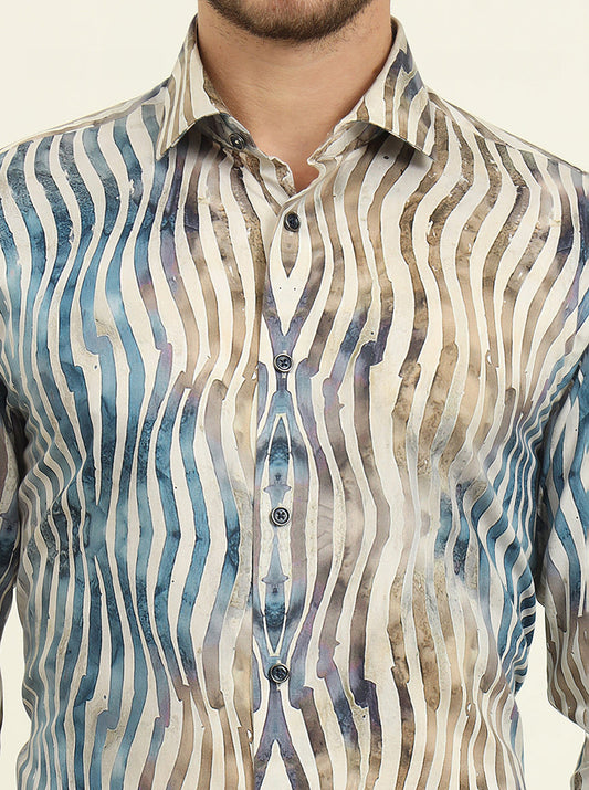 Multicolor Printed Slim Fit Party Wear Shirt | Wyre