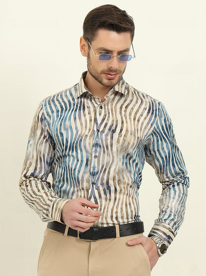 Multicolor Printed Slim Fit Party Wear Shirt | Wyre