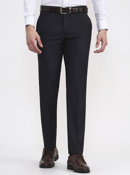 Black Solid Super Slim Fit Formal Trouser | Greenfibre