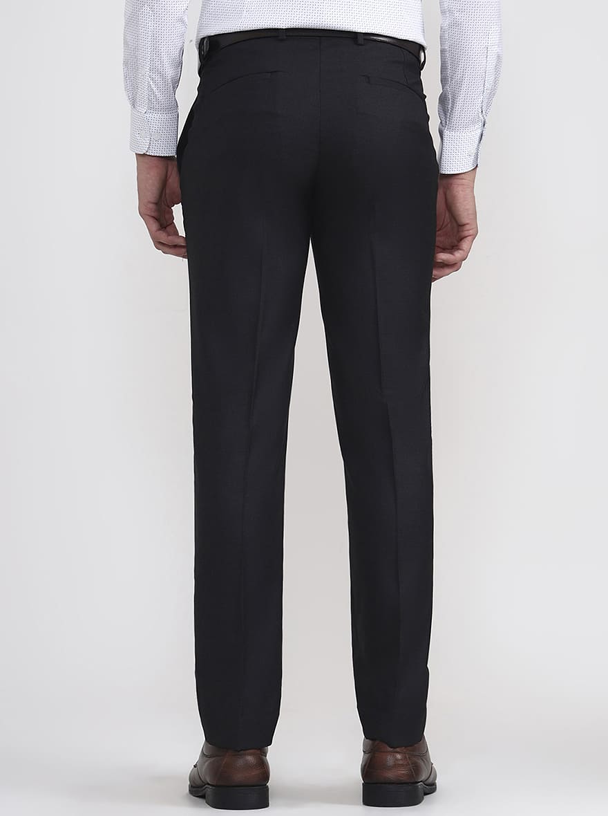Black Solid Super Slim Fit Formal Trouser | Greenfibre
