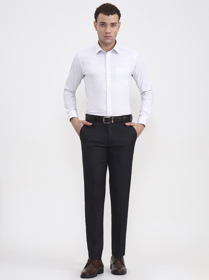 Black Solid Super Slim Fit Formal Trouser | Greenfibre