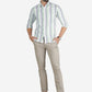 Grey & Green Striped Slim Fit Casual Shirt | Greenfibre