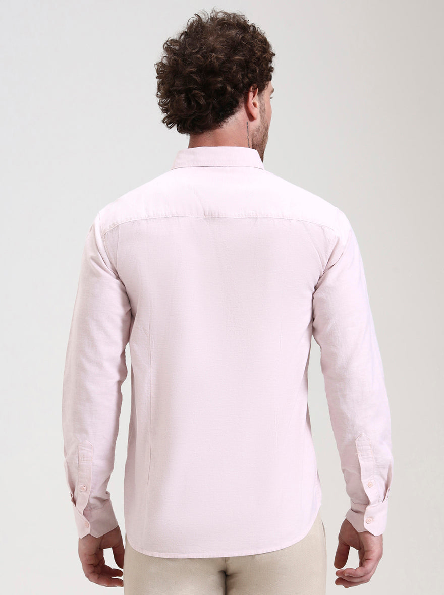 Beige Solid Slim Fit Casual Shirt | Greenfibre