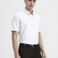 White & Beige Checked Regular Fit Formal Shirt | Greenfibre