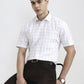 White & Beige Checked Regular Fit Formal Shirt | Greenfibre