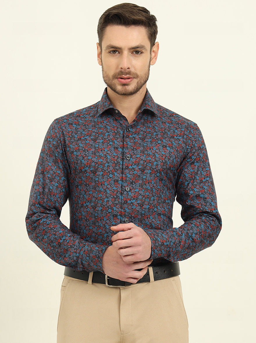 Multicolor Printed Slim Fit Party Wear Shirt | Wyre