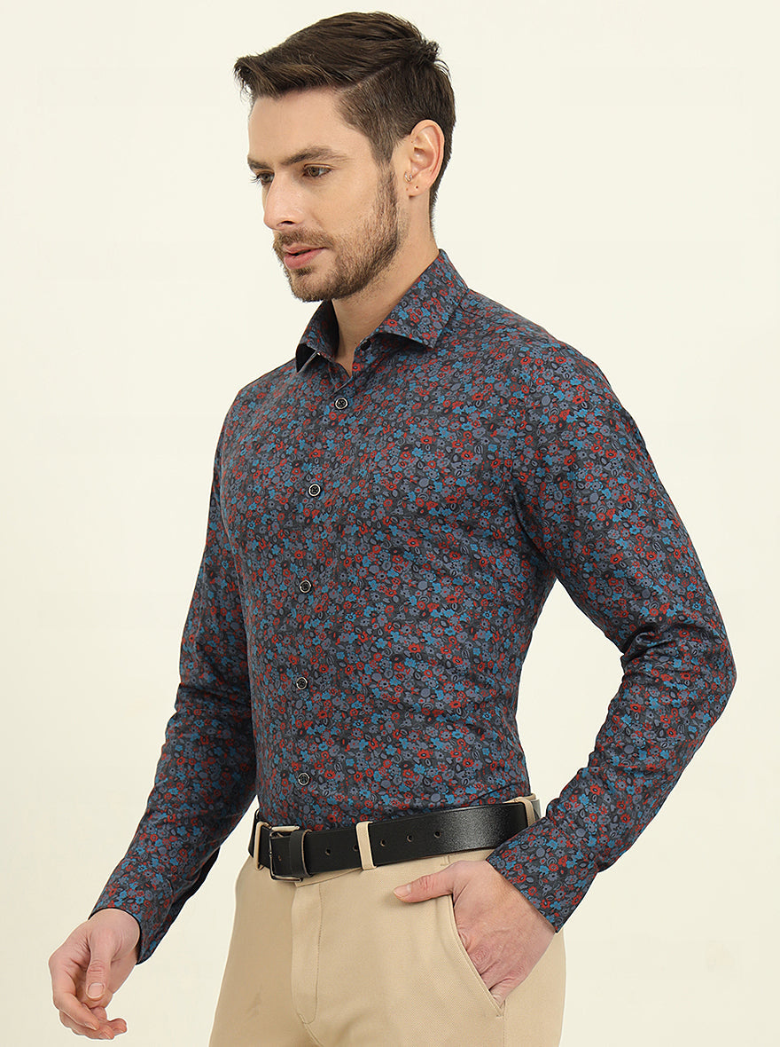 Multicolor Printed Slim Fit Party Wear Shirt | Wyre