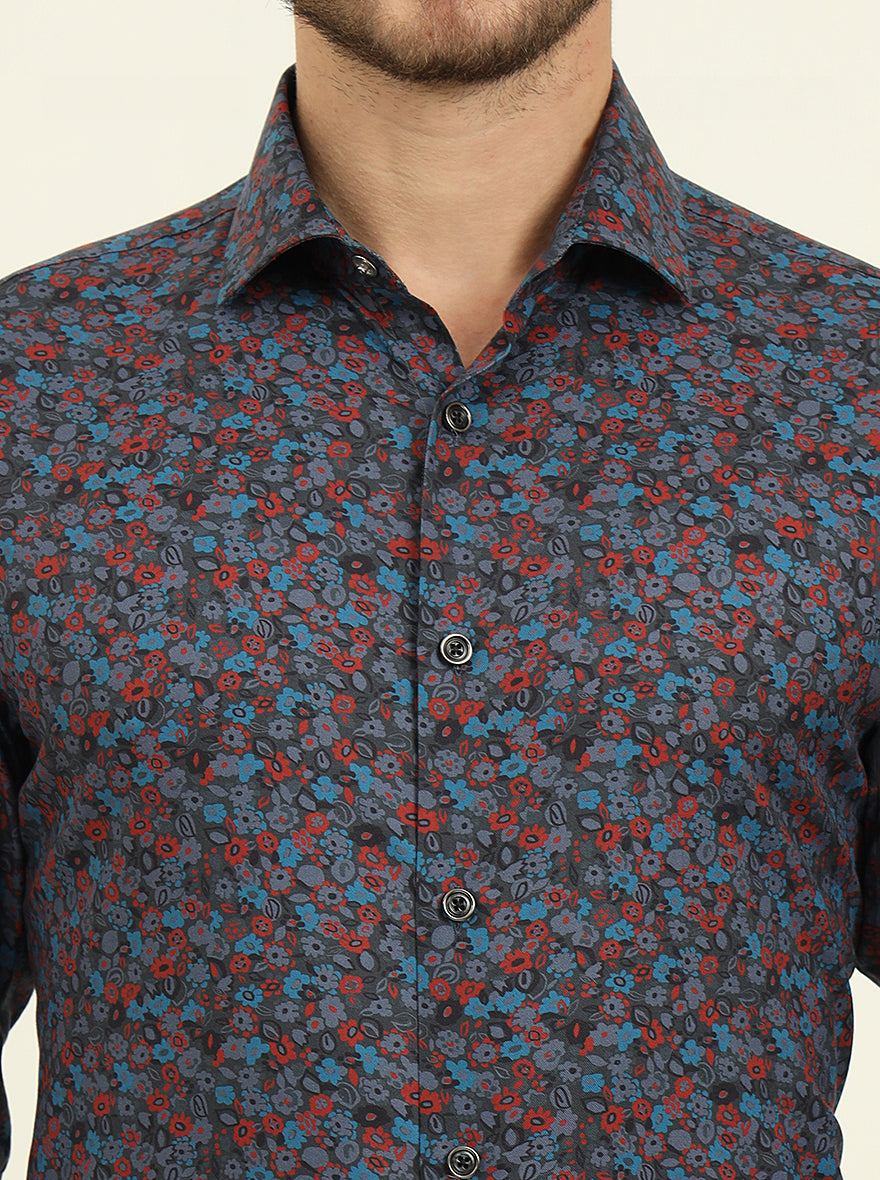 Multicolor Printed Slim Fit Party Wear Shirt | Wyre