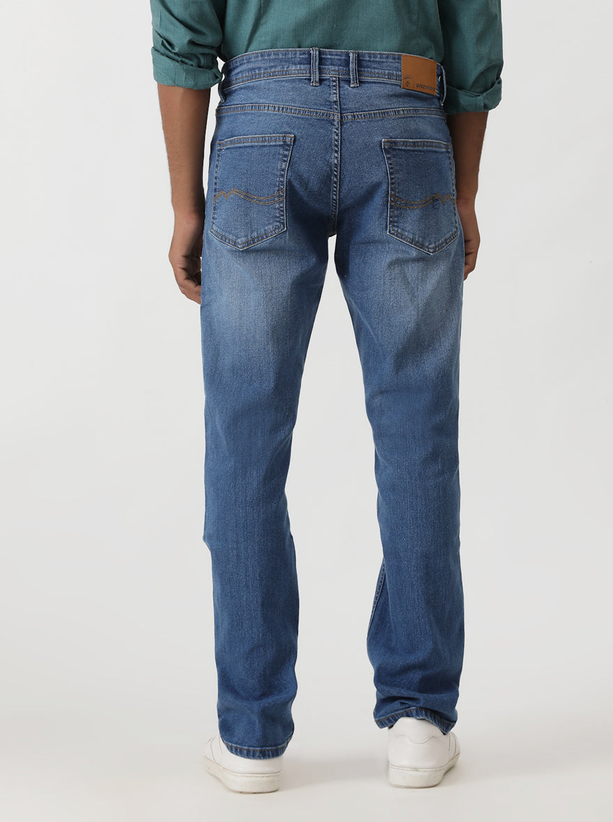 Light Blue Washed Narrow Fit Jeans | Greenfibre