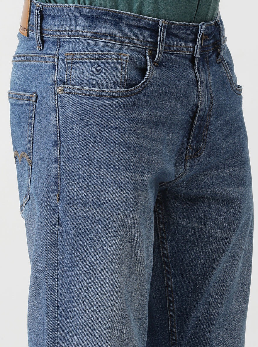 Light Blue Washed Narrow Fit Jeans | Greenfibre