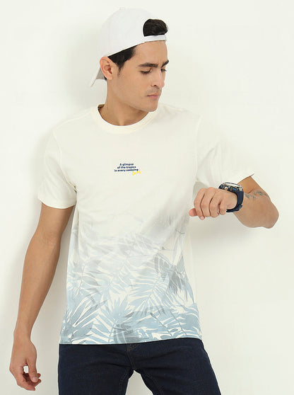 White Printed Slim Fit T-Shirt | Greenfibre