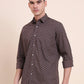 Brown Printed Smart Fit Semi Casual Shirt | Greenfibre