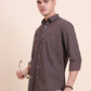Brown Printed Smart Fit Semi Casual Shirt | Greenfibre
