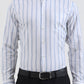 White & Blue Striped Slim Fit Formal Shirt | Greenfibre
