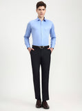 Blue Solid Slim Fit Formal Trouser | Greenfibre