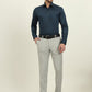 Peacock Blue Printed Slim Fit Formal Shirt | Metal