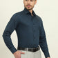 Peacock Blue Printed Slim Fit Formal Shirt | Metal