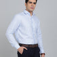 Sky Blue Checked Regular Fit Formal Shirt | Greenfibre