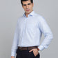Sky Blue Checked Regular Fit Formal Shirt | Greenfibre