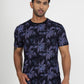 Navy Blue Printed Slim Fit T-Shirt | Greenfibre