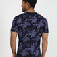 Navy Blue Printed Slim Fit T-Shirt | Greenfibre
