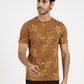 Khaki Printed Slim Fit T-Shirt | Greenfibre