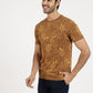 Khaki Printed Slim Fit T-Shirt | Greenfibre