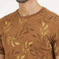Khaki Printed Slim Fit T-Shirt | Greenfibre