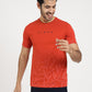 Red Printed Slim Fit T-Shirt | Greenfibre