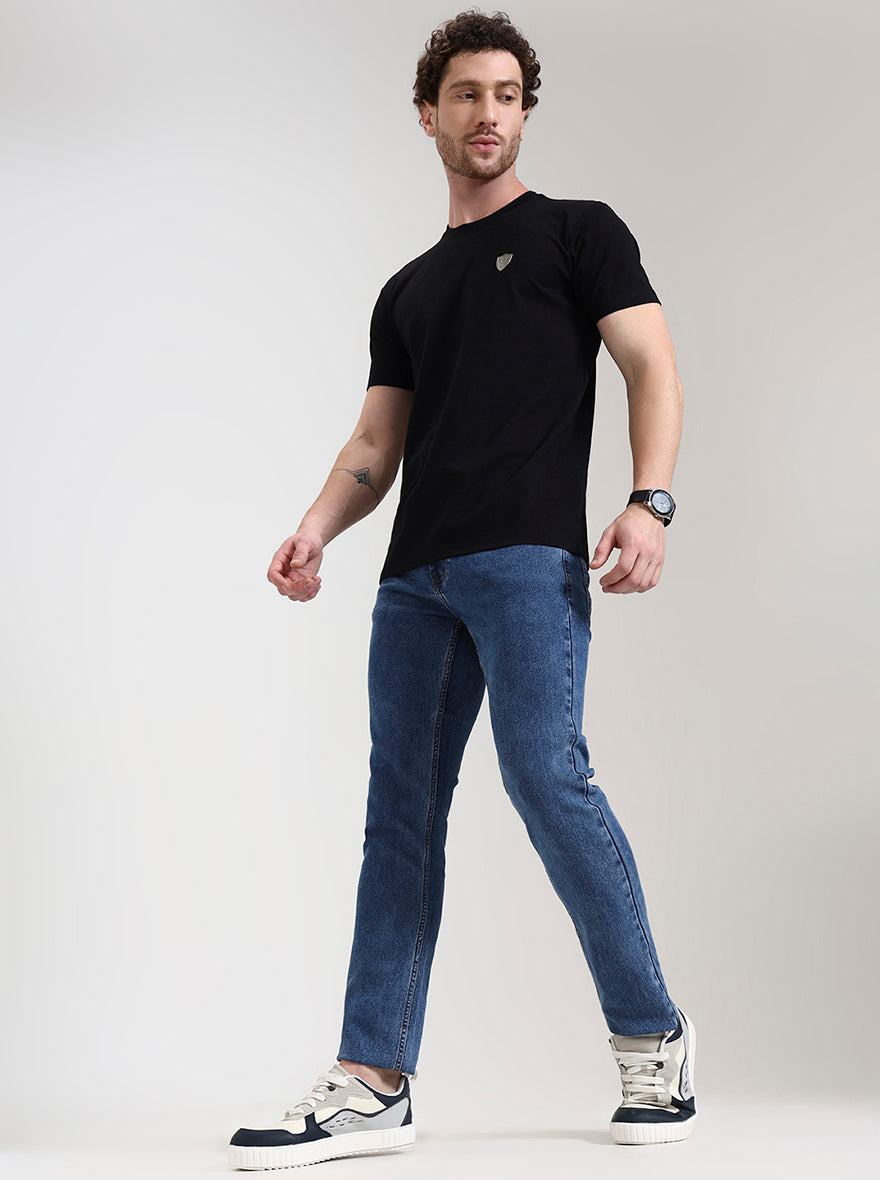 Mid Indigo Blue Washed Narrow Fit Jeans | Greenfibre