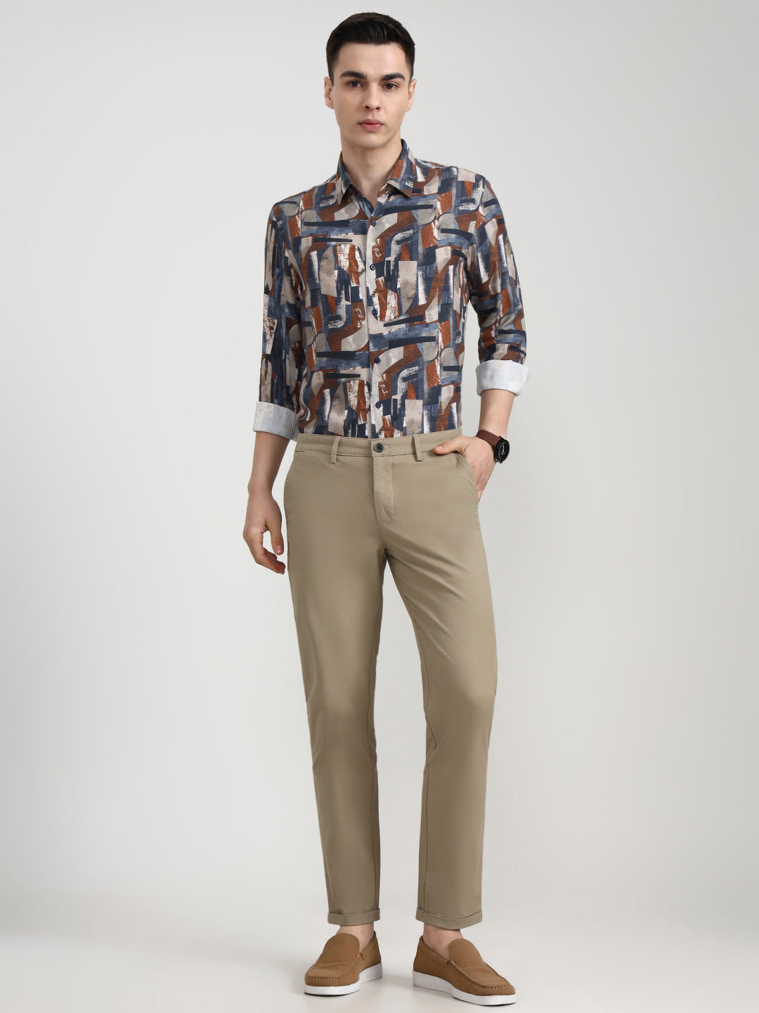 Light Pista Solid Neo Fit Casual Trouser | Greenfibre