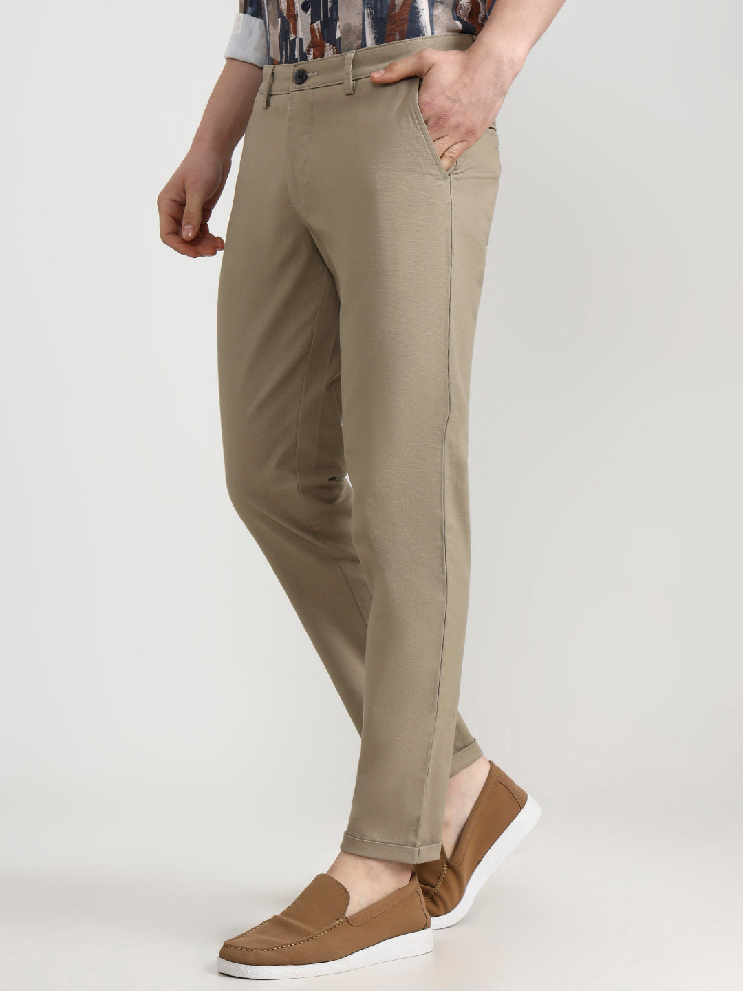 Light Pista Solid Neo Fit Casual Trouser | Greenfibre