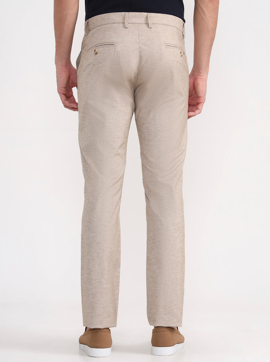 Khaki Solid Super Slim Fit Casual Trouser | Greenfibre