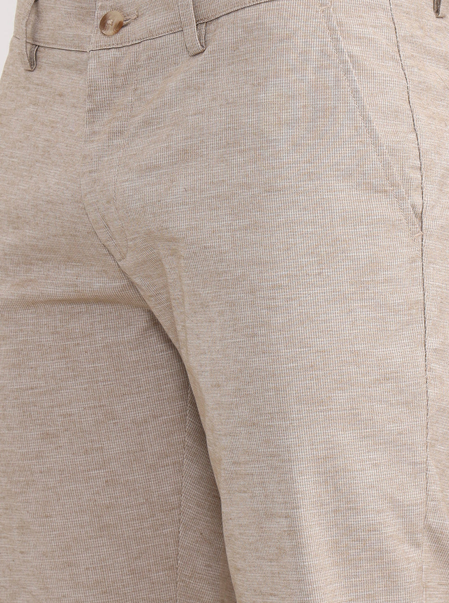 Khaki Solid Super Slim Fit Casual Trouser | Greenfibre