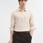 Oatmeal Beige Solid Slim Fit Casual Shirt | Greenfibre