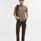 Khaki & Navy Blue Striped Regular Fit Polo T-Shirt | Greenfibre