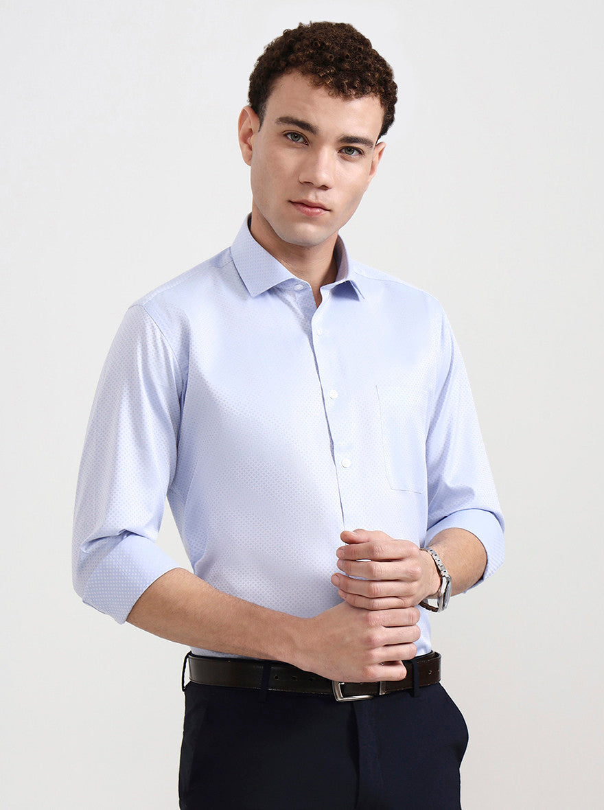 Sky Blue Solid Slim Fit Formal Shirt | Greenfibre