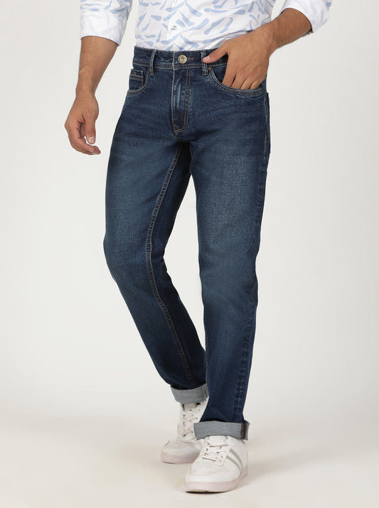 Mid Blue Washed Slim Fit Jeans | Greenfibre