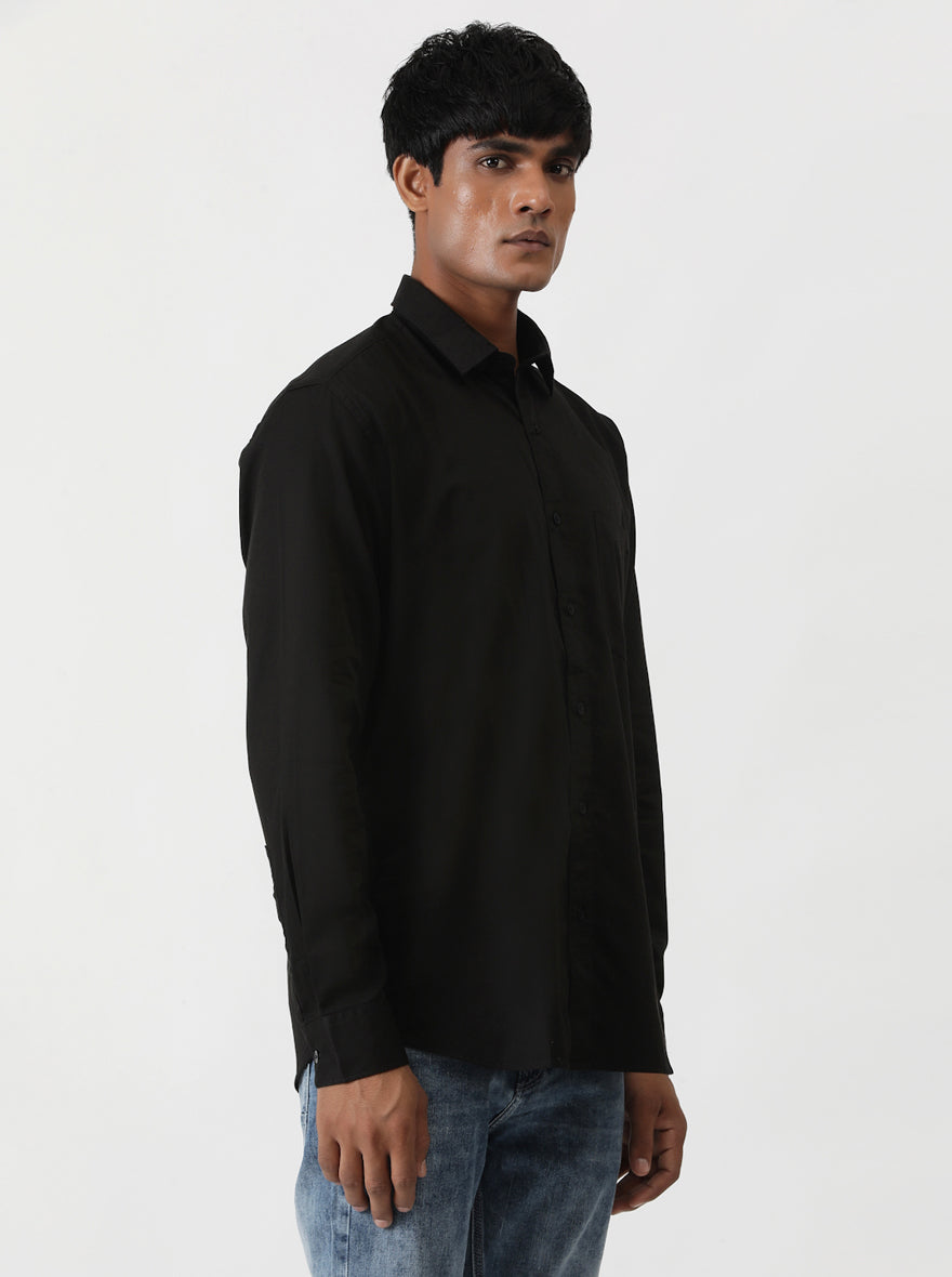 Black Solid Smart Fit Semi Casual Shirt | Greenfibre