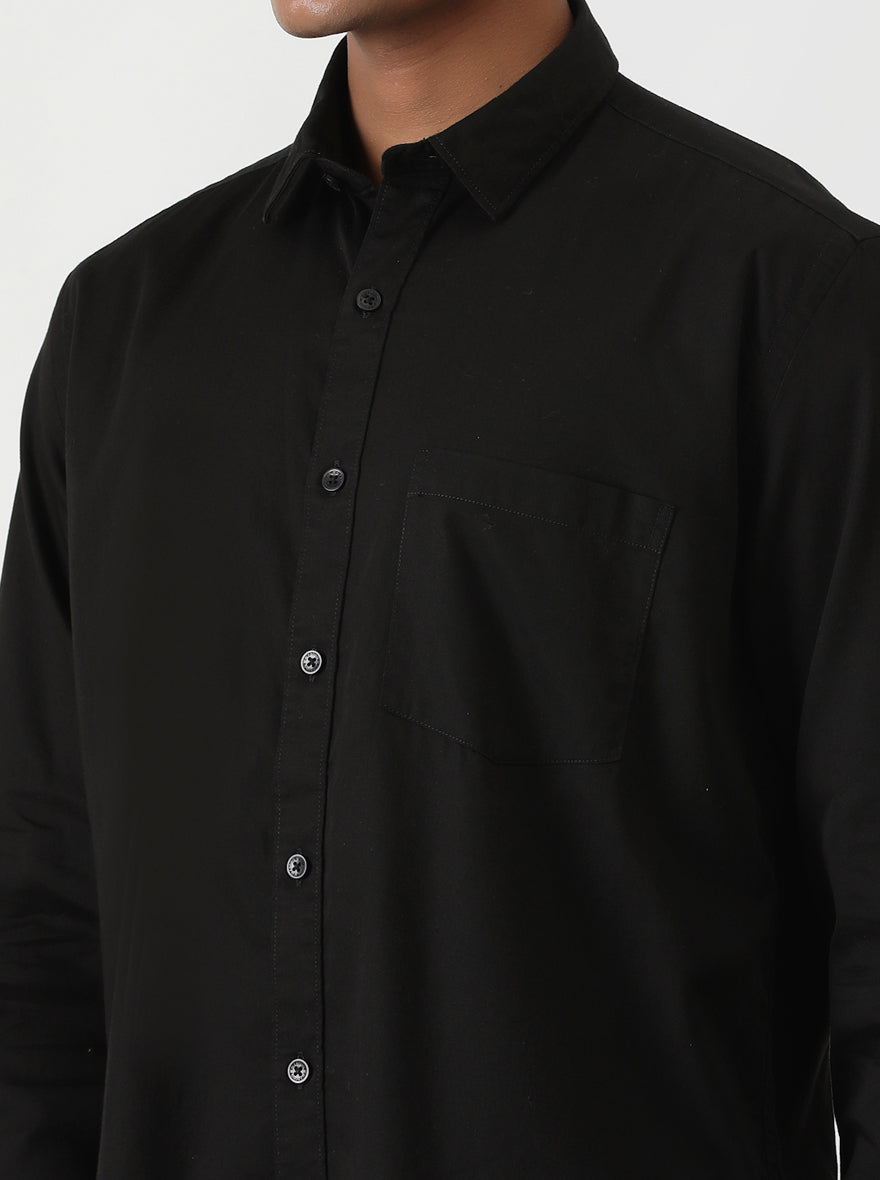 Black Solid Smart Fit Semi Casual Shirt | Greenfibre