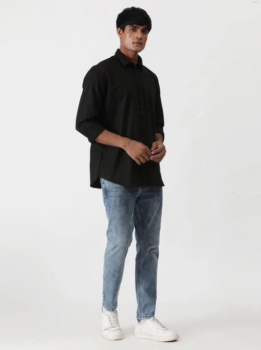 Black Solid Smart Fit Semi Casual Shirt | Greenfibre