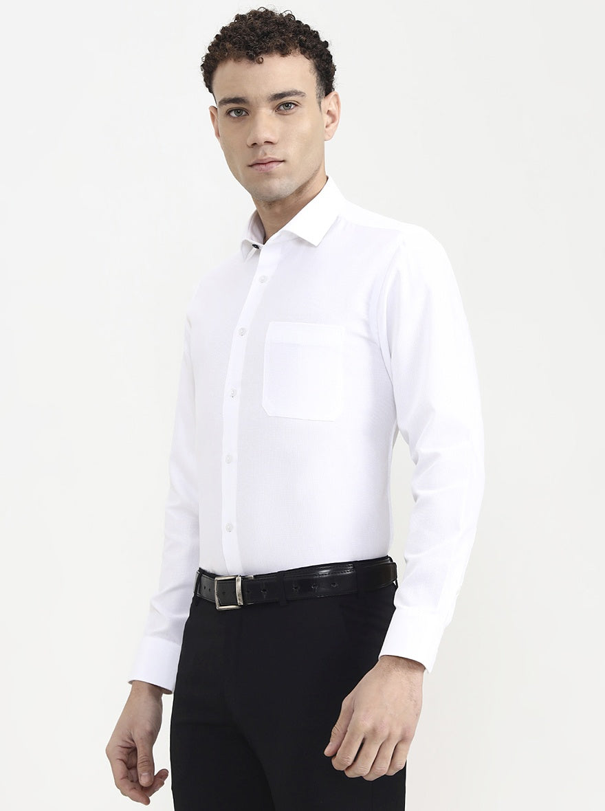 White Solid Slim Fit Formal Shirt | Greenfibre