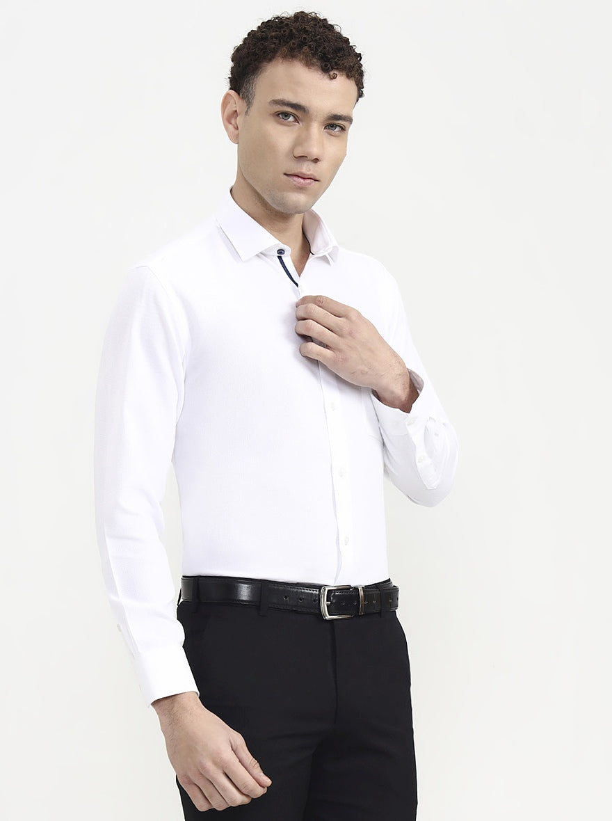 White Solid Slim Fit Formal Shirt | Greenfibre