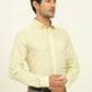 Lemon Yellow Striped Regular Fit Formal Shirt | JadeBlue