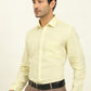 Lemon Yellow Striped Regular Fit Formal Shirt | JadeBlue
